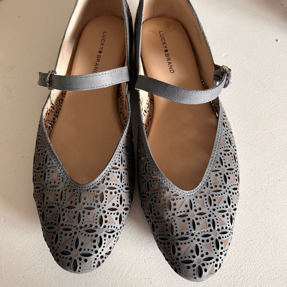 Lucky Brand Women's Cyrenaica Pale Blue Mary Jane Flat 100% leather!!